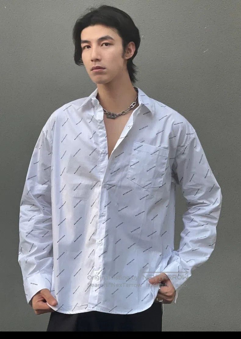 Balenciaga Balenciaga Shirt Jacket Printed Logo Long Sleeve Shirt Size XS / US 0-2 / IT 36-38 - 1 Thumbnail