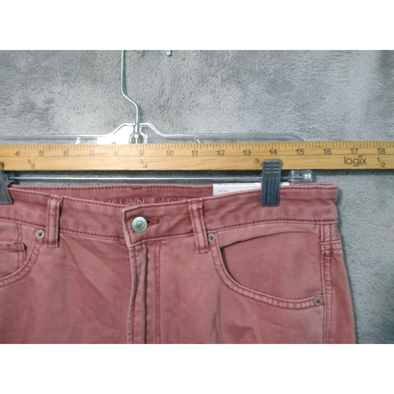 American Eagle Outfitters American Eagle High Rise Distressed Mom Jeans Women 12 Short Red Denim Size 34" / US 12 / IT 48 - 3 Thumbnail