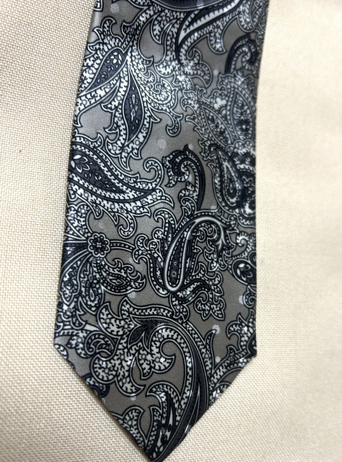 Paul Smith Paul Smith silver jacquard paisley Silk Mens Tie Size ONE SIZE - 3 Thumbnail