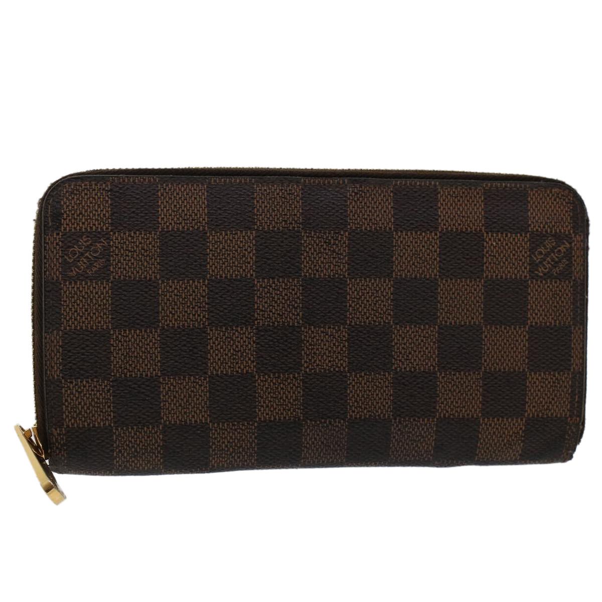 LOUIS VUITTON Damier Ebene Zippy Wallet Long Wallet N41661 LV Auth