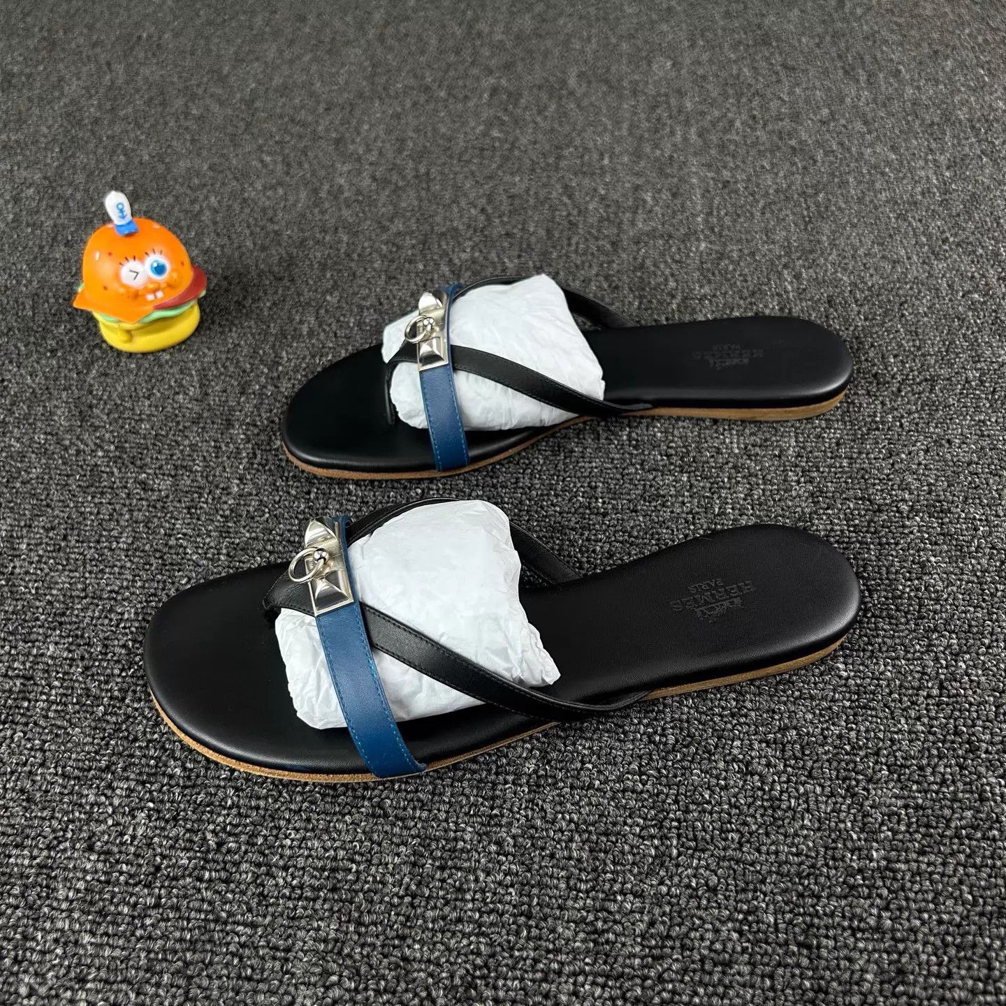 Hermes Hermes Black Rivet Slippers 36 Classic Metal Buckle Size US 5.5 / IT 35.5 - 1 Thumbnail
