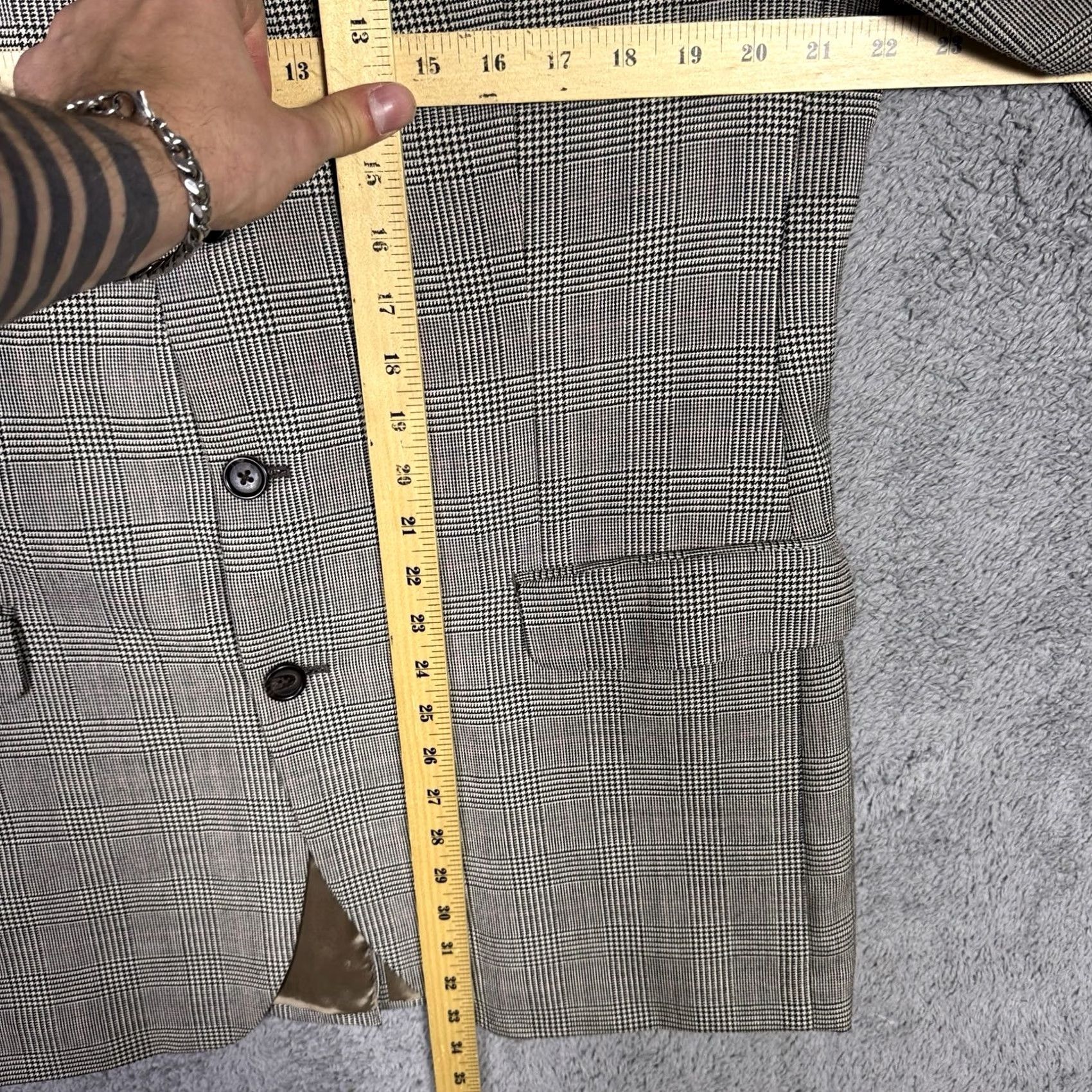 Ralph Lauren VINTAGE Ralph Lauren Blazer Men 44L Silk Wool Glen Check Houndstooth Suit Jacket 3Button Size 44R - 7 Thumbnail