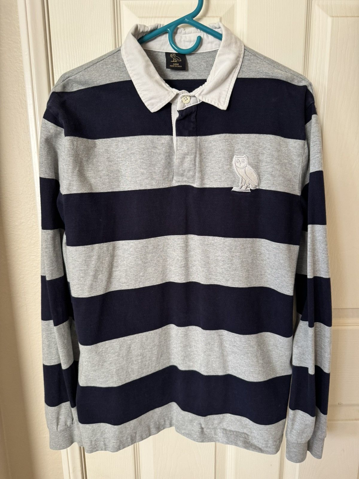 October's Very Own Octobers Very Own Blue/Grey Striped Collared Rugby Shirt Size US L / EU 52-54 / 3 - 2 Thumbnail