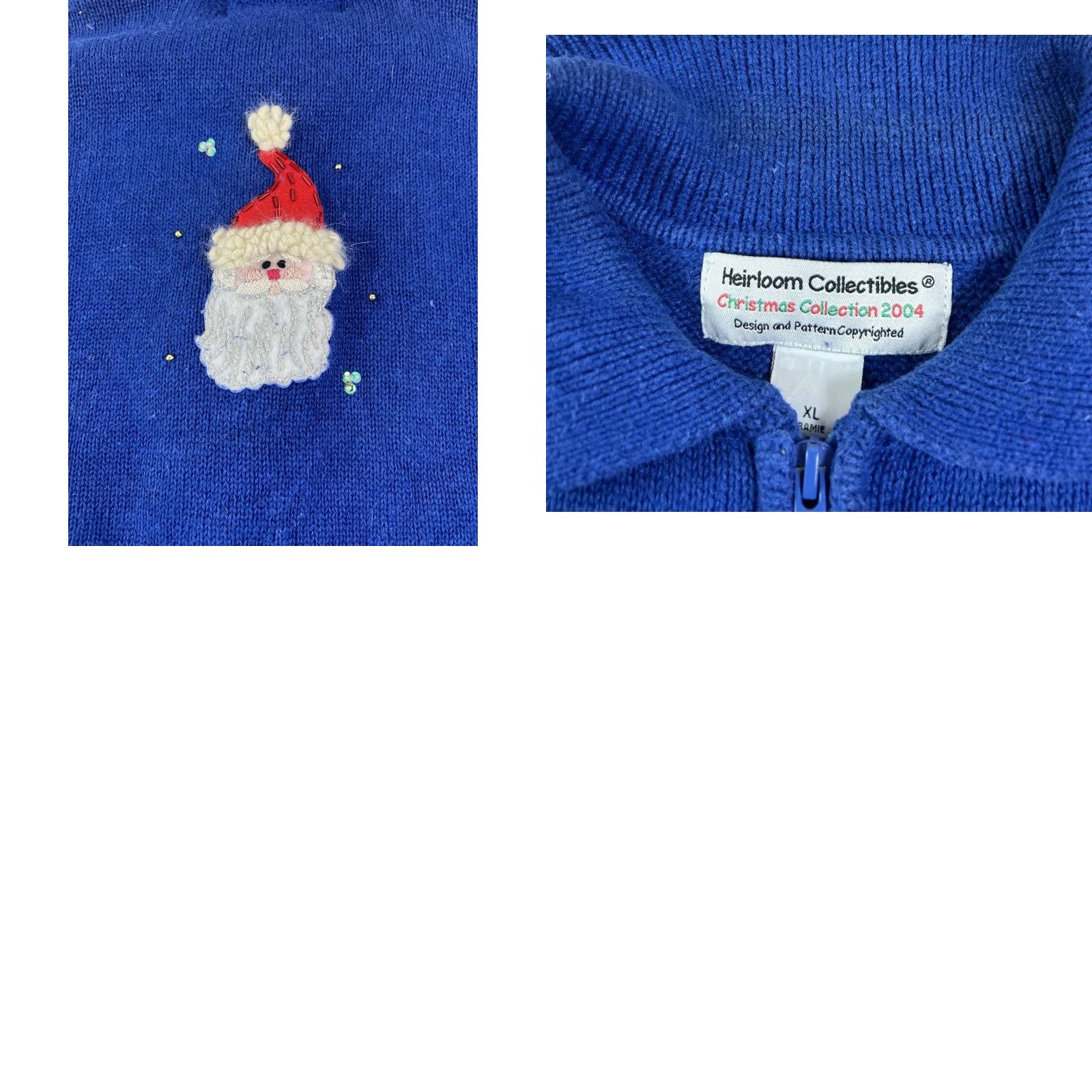 Vintage VINTAGE Heirloom Collectibles Christmas Santa Claus Blue Zip Cardigan Sweater XL Women Regular Size XL / US 12-14 / IT 48-50 - 8 Thumbnail