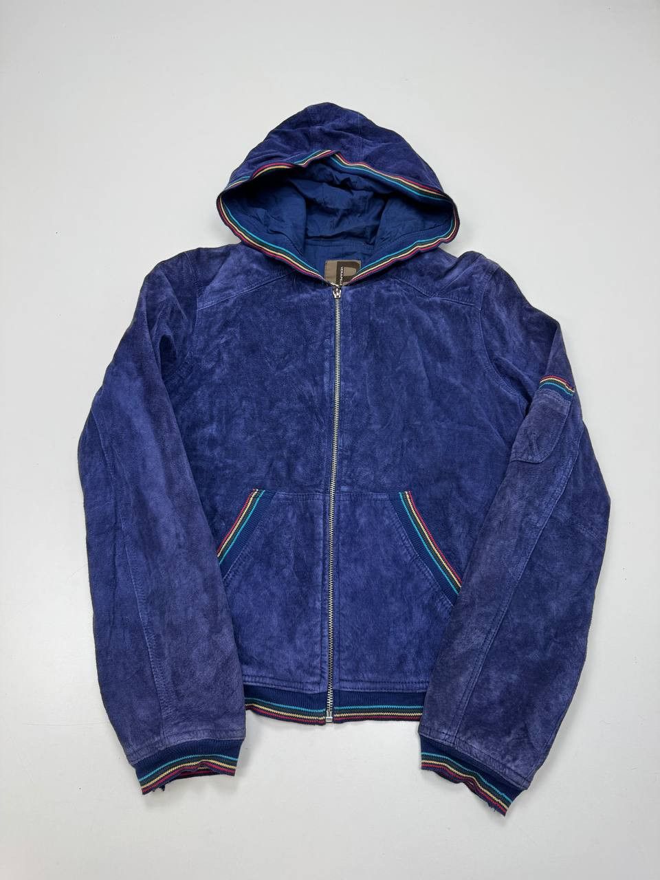 Vera Pelle Vintage Vera Pelle Suede Hooded Jacket Purple Rainbow Trim Size L / US 10 / IT 46 - 1 Thumbnail