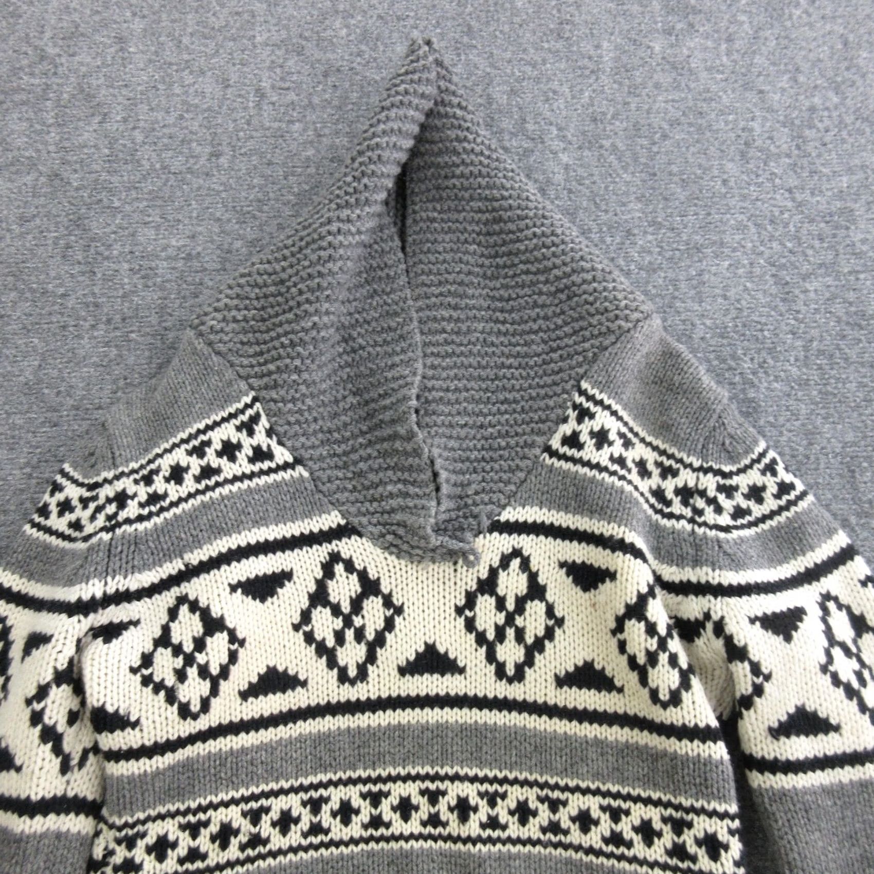 TNA TNA Sweater Womens S Gray 100% Wool Hooded V-Neck Fair Isle Pullover Raglan Knit Pocketed Size S / US 4 / IT 40 - 2 Thumbnail