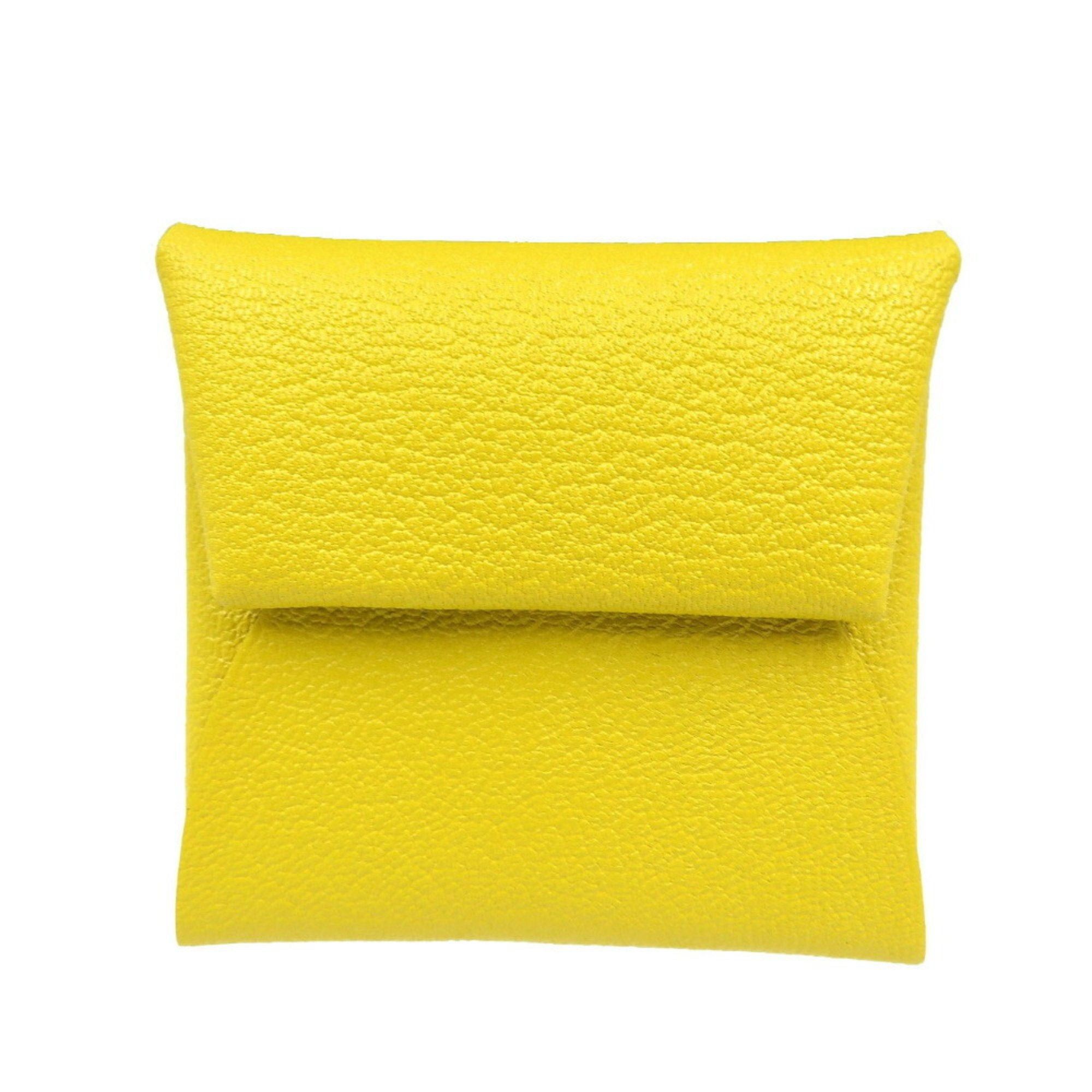 image of Hermes Bastia Verso Chevre Mysore Cumin Orange Anne Yellow Coin Case 0081 6A0081Ezz5 in Gold, Women
