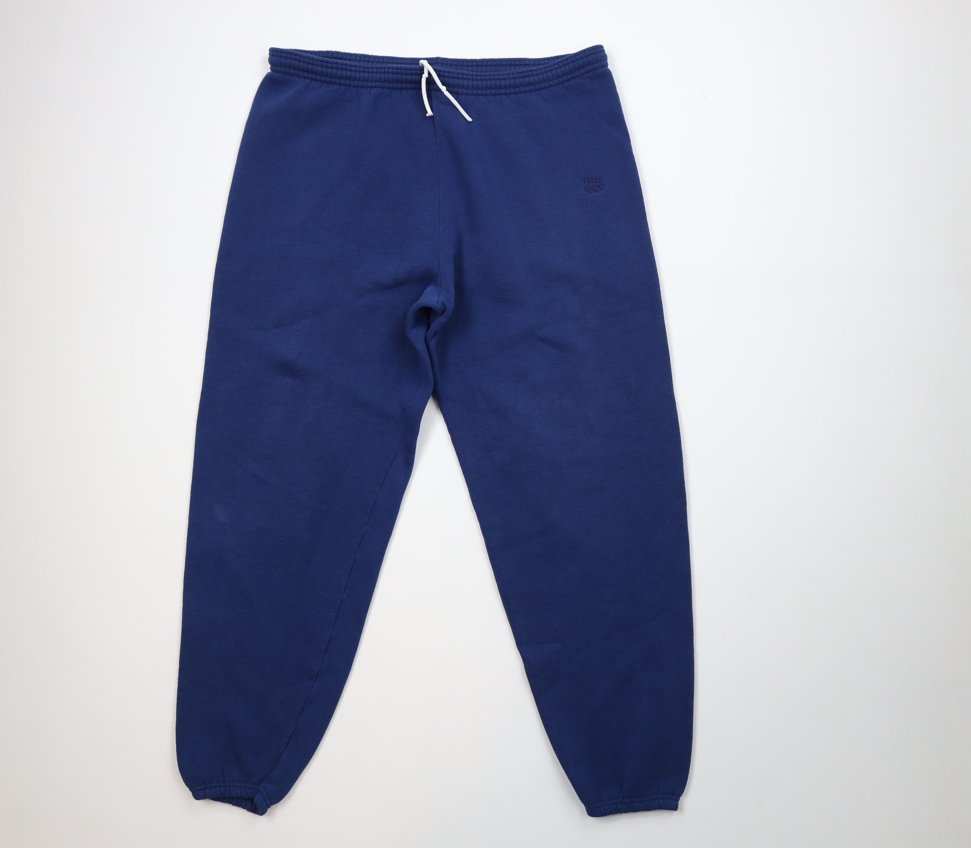 Vintage Vintage 90s USA Olympics Blank Sweatpants Joggers Blue USA Size US 36 / EU 52 - 1 Thumbnail