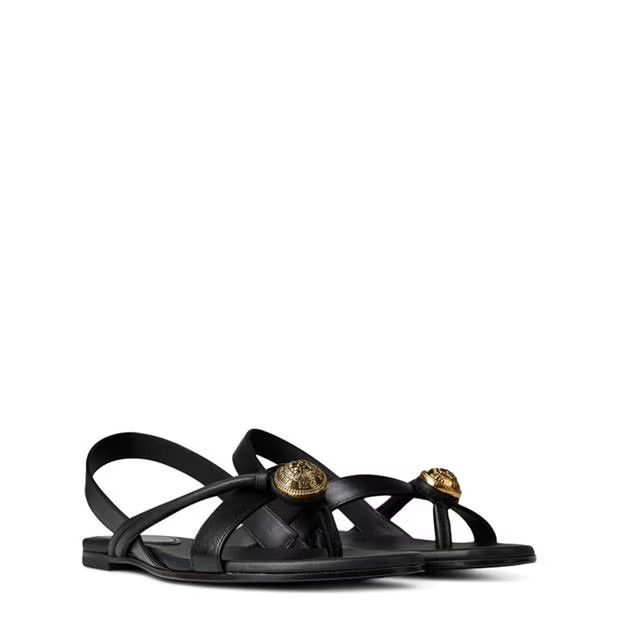 Balmain o1g2r1mq0924 Embossed Button Leather Sandals in Noir Size US 8 / IT 38 - 3 Thumbnail