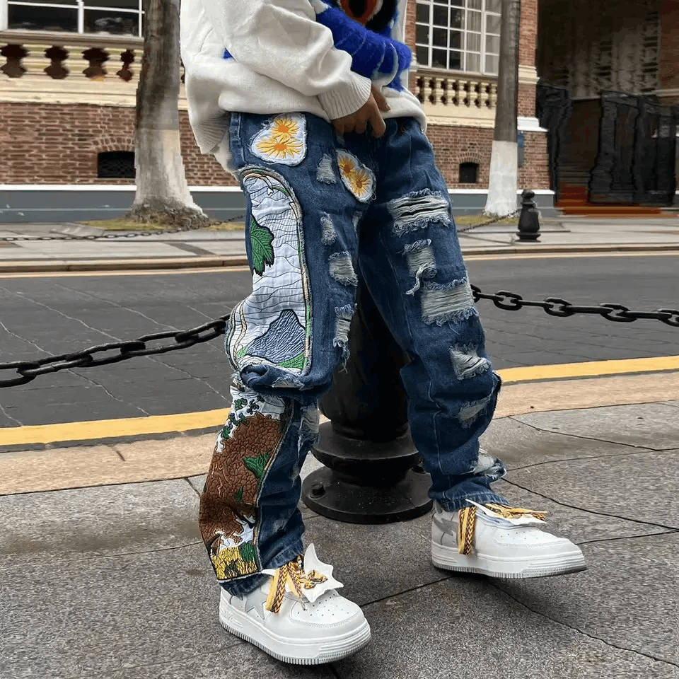 Japanese Brand × Jean Y2K Harajuku Patch Grunge Hip Hop Jeans Trousers Size US 32 / EU 48 - 2 Thumbnail