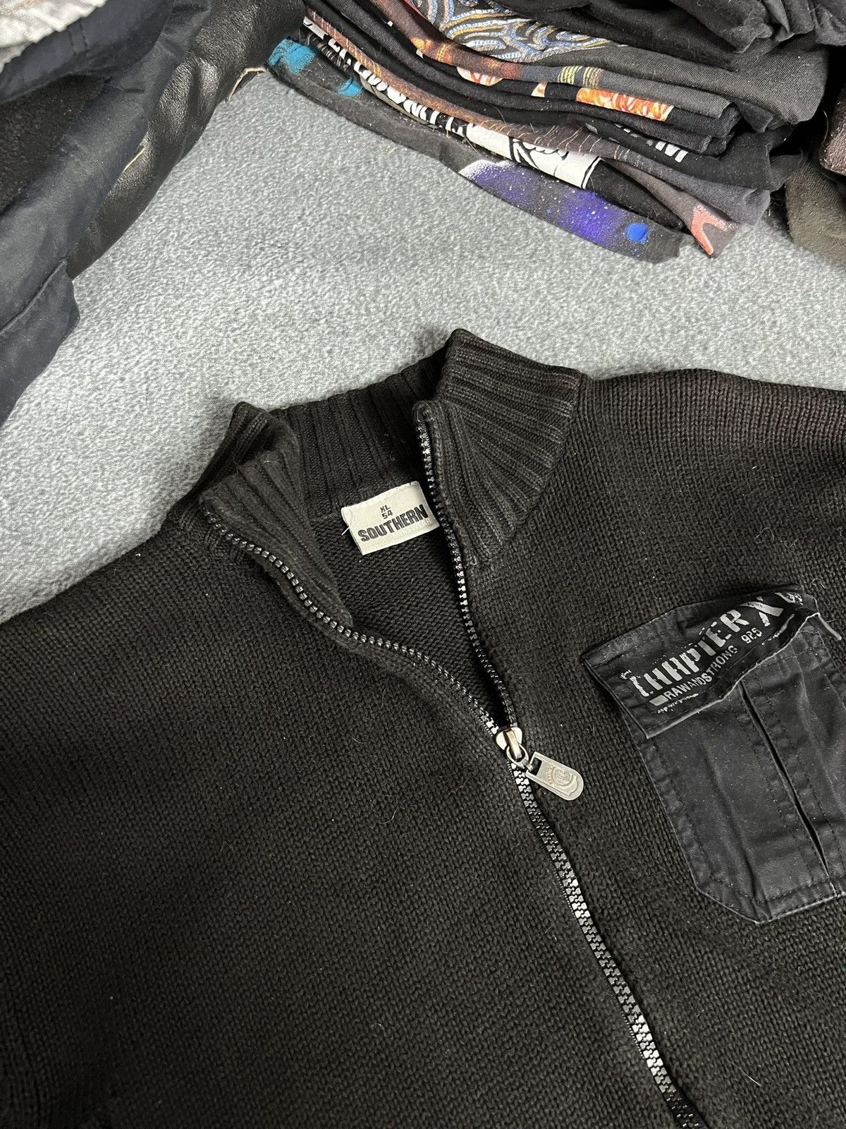 Japanese Brand Vintage 90's Japan Style Opium Milita ribbed Zip Sweater Y2K Size US XL / EU 56 / 4 - 6 Thumbnail