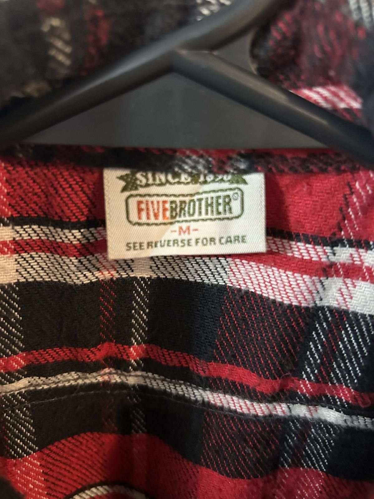 FiveBrother Five Brother Men's Red and Black Plaid Flannel Shirt Medium Size US M / EU 48-50 / 2 - 2 Thumbnail