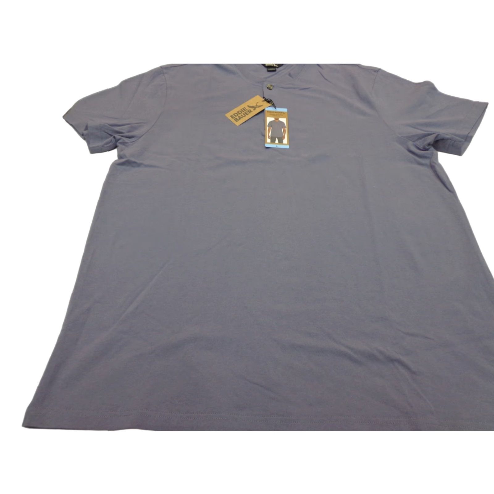 Eddie Bauer Eddie Bauer Men's Short Sleeve Henley T Shirt Purple Size L Regular Crew Neck Soft Comfortable Cotton Shirt Size US 33 - 1 Thumbnail