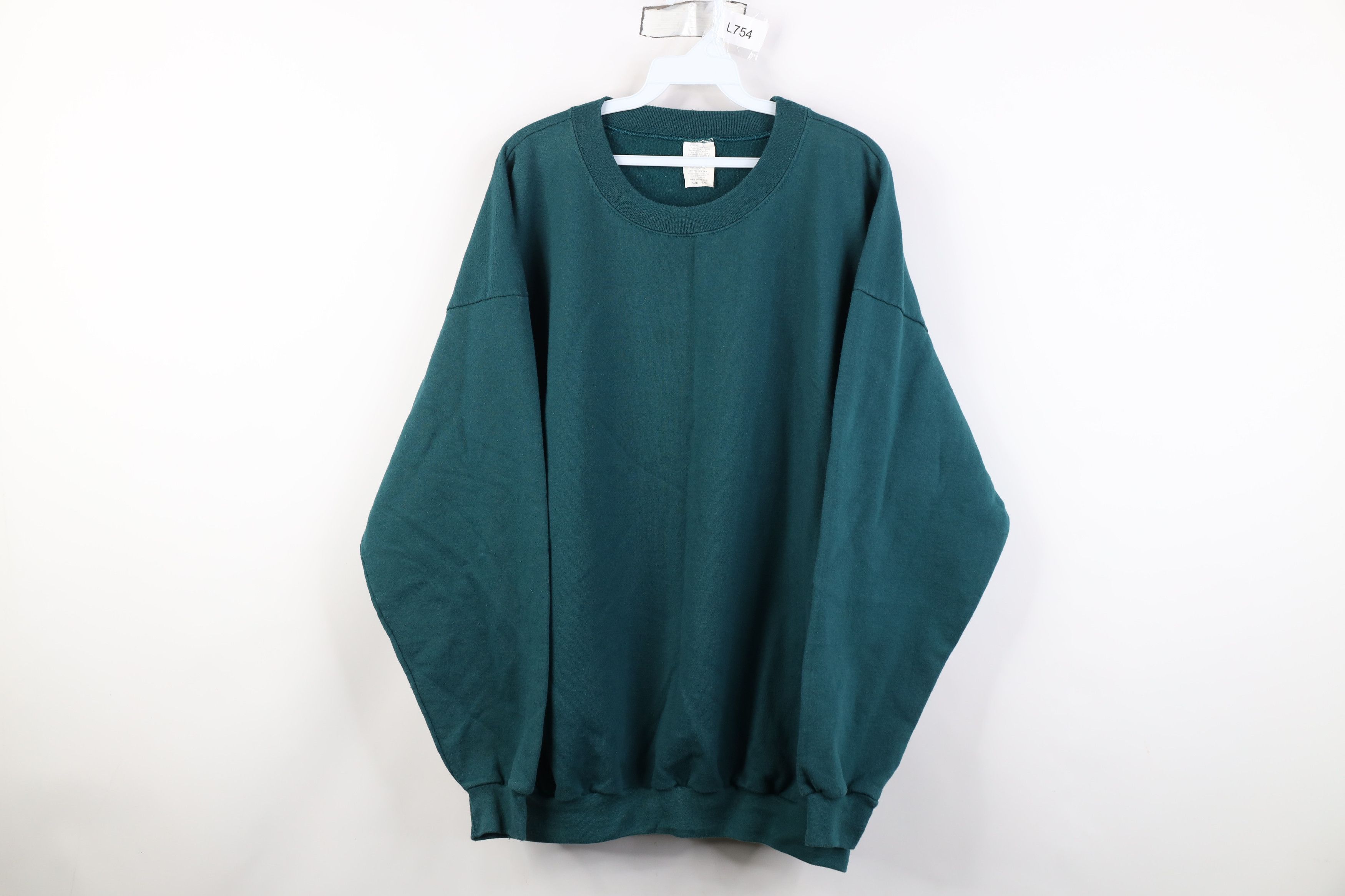 Vintage Vintage 90s Streetwear Faded Blank Crewneck Sweatshirt Green Size US XXL / EU 58 / 5 - 1 Thumbnail
