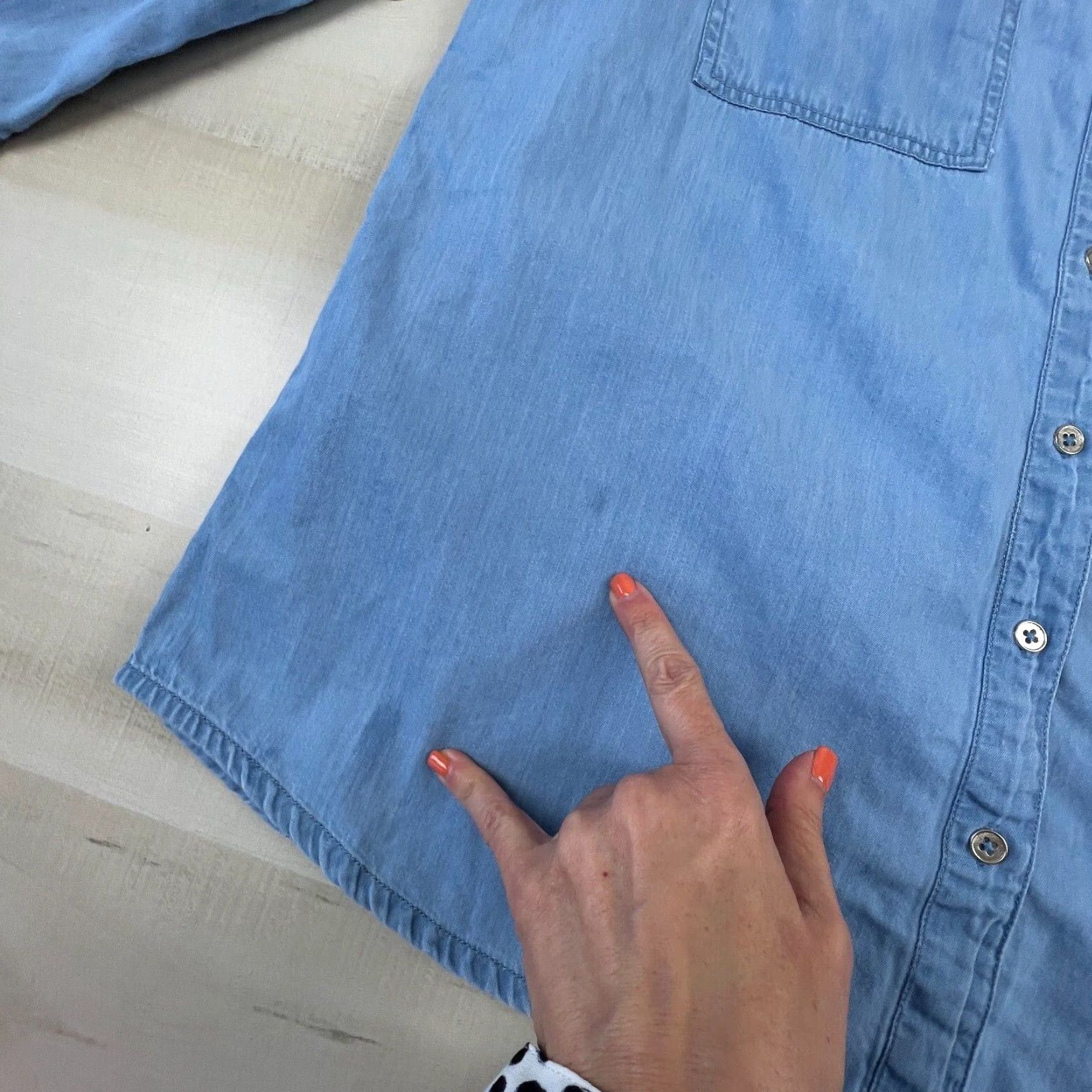 Vintage Serengeti Womens Large Blue Chambray Button Up Shirt Size L / US 10 / IT 46 - 6 Thumbnail
