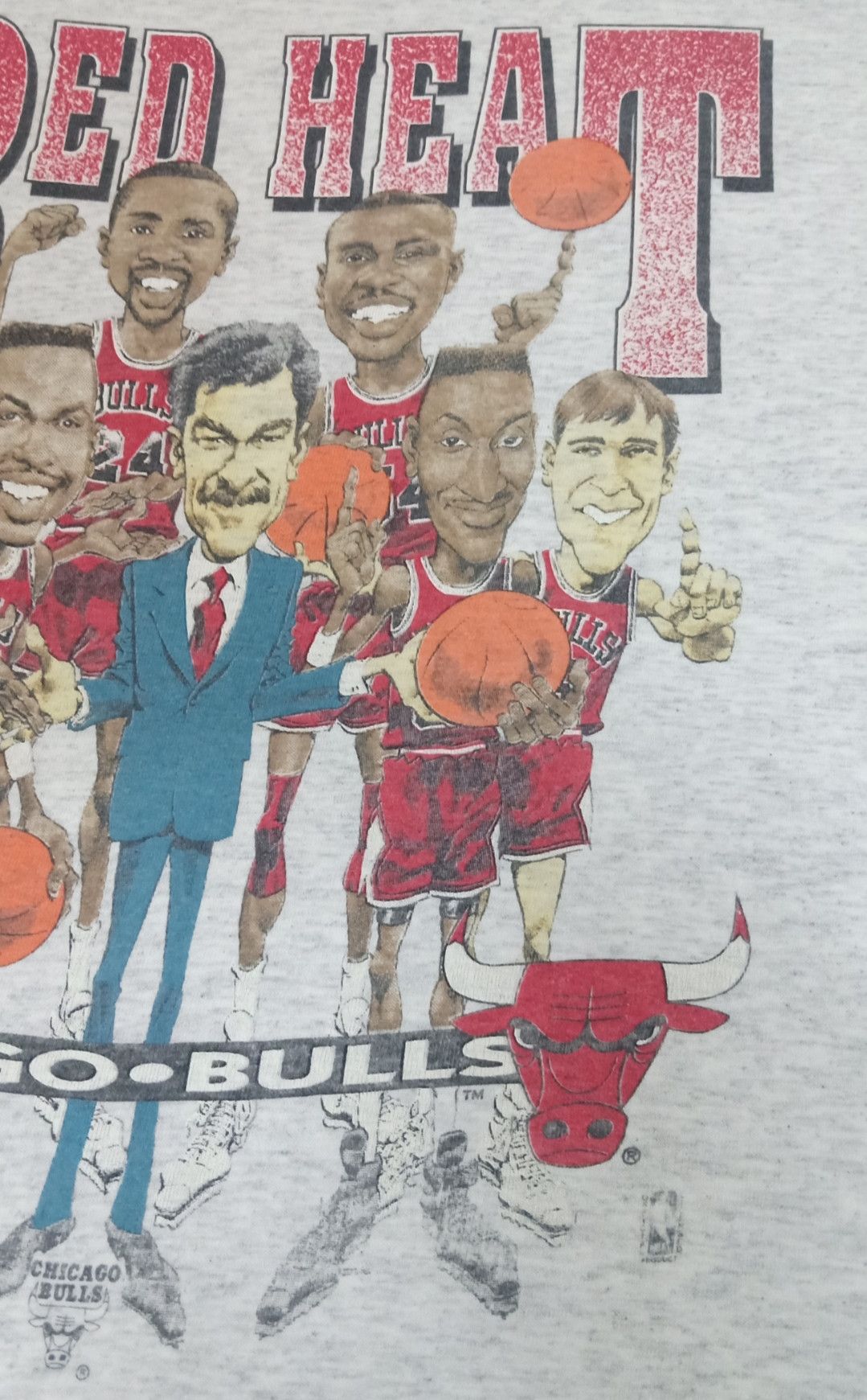 NBA × Vintage Vintage 90s NBA Playoffs Chicago Bulls Red Heat T-shirt Size US L / EU 52-54 / 3 - 6 Thumbnail
