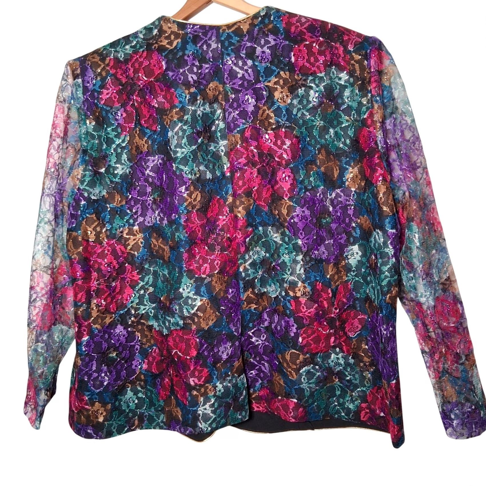 Vintage VINTAGE Pablo Collection Blazer Jacket 22W Plus Size Floral Lace Overlay Dressy Jacket/Blazer Womens Size 3XL / US 20-22 - 3 Thumbnail