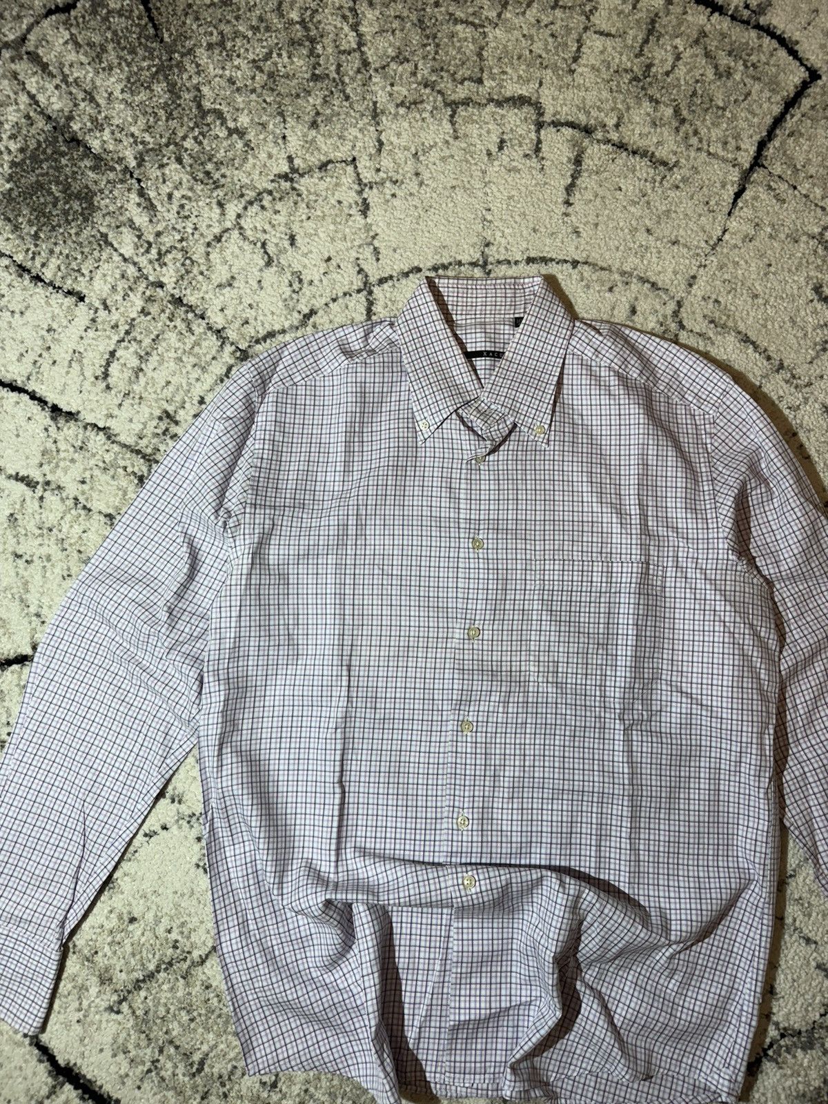 Designer × Japanese Brand × Vintage Xacus Button Shirt Madi Italy Men’s XLarge Check Collar Size US XL / EU 56 / 4 - 3 Thumbnail