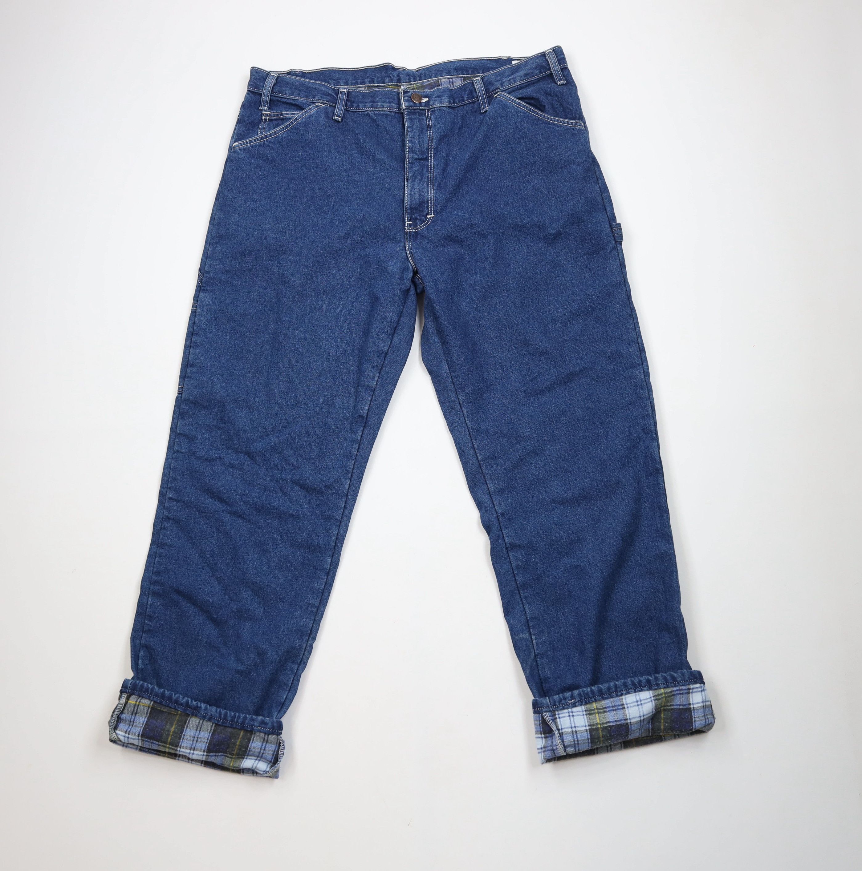 Dickies Vintage Dickies Fit Flannel Lined Wide Leg Dungaree Jeans Size US 38 / EU 54 - 1 Thumbnail