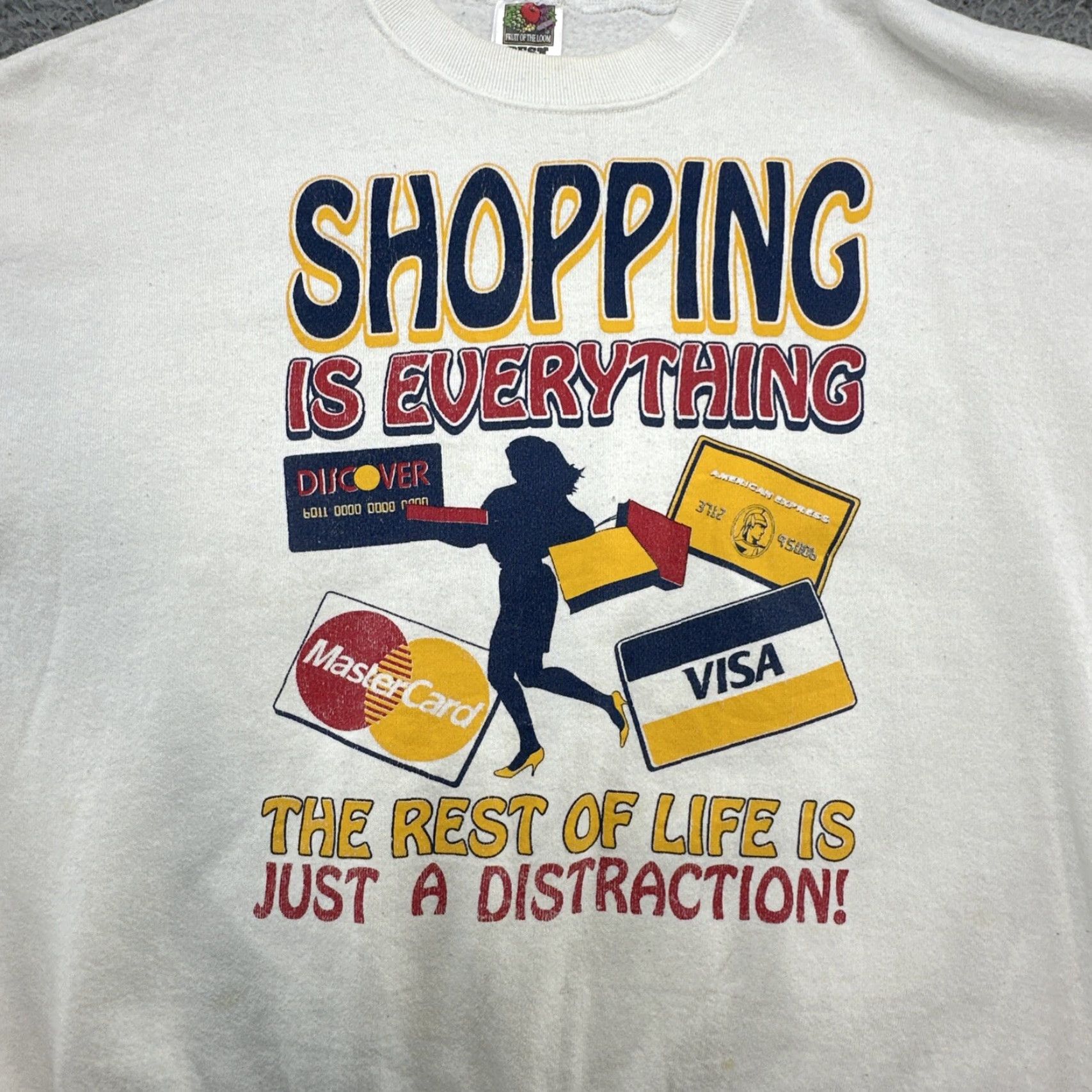 Fruit Of The Loom VINTAGE Fruit of the Loom Sweatshirt Crewneck XL Yellow Logo Graphic Print Money USA 80s 90s Classic Pullover Men Size US XL / EU 56 / 4 - 2 Thumbnail