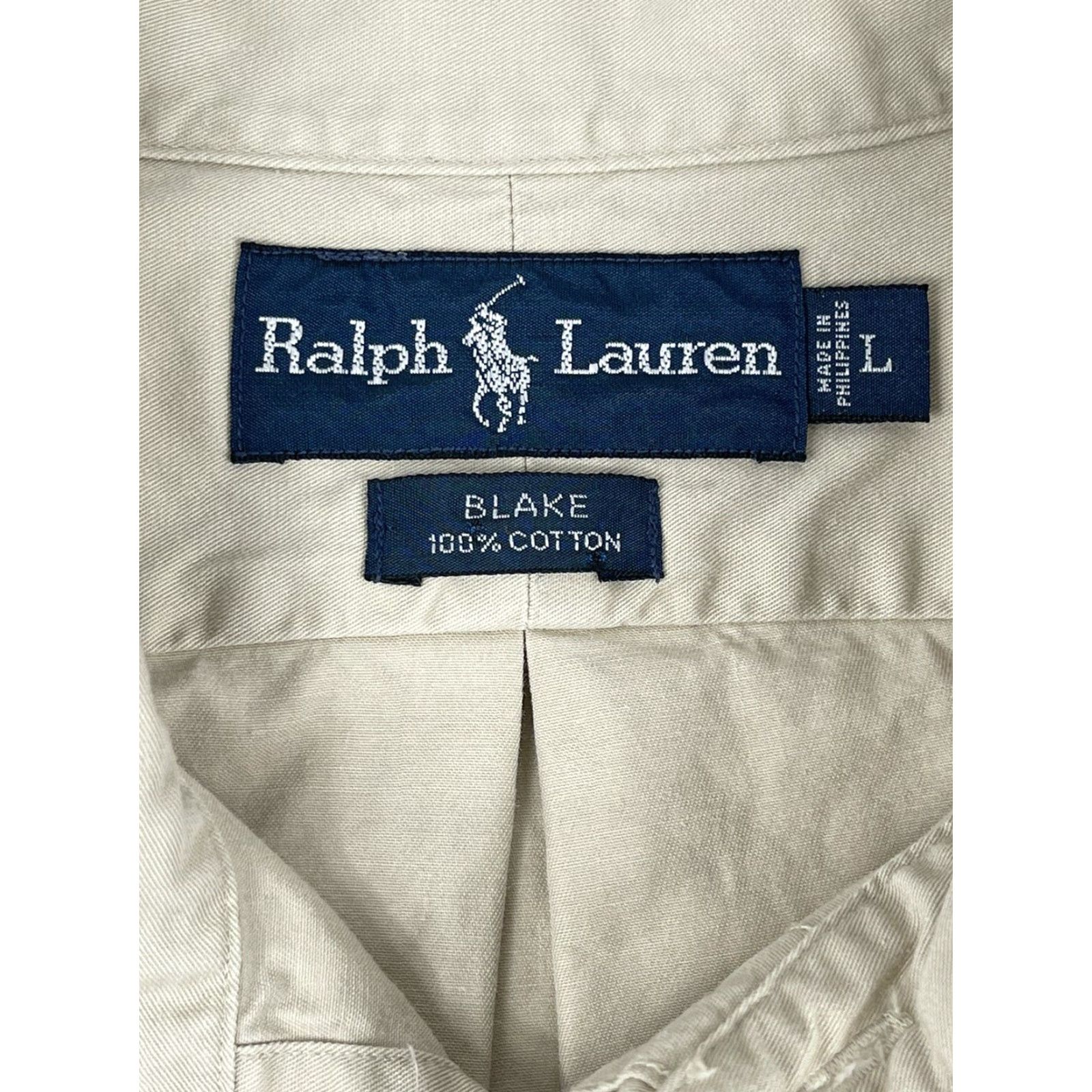 Ralph Lauren VINTAGE Ralph Lauren Polo Shirt Blake Button-Up Knit Cotton 2-Ply Brown Plaid Long Sleeve Mens L Tan Green Pony 90s Size 42R - 2 Thumbnail