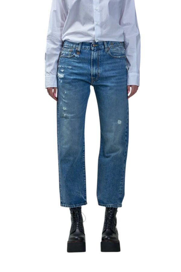 R13 BOYFRIEND 29 Washed Ankle Cropped Distress Bain 84462 Size 29" - 1 Thumbnail