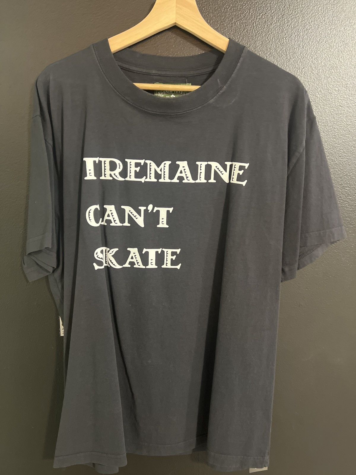 image of Denim Tears Tremaine Can’T Skate Tee in Navy, Men's (Size XL)