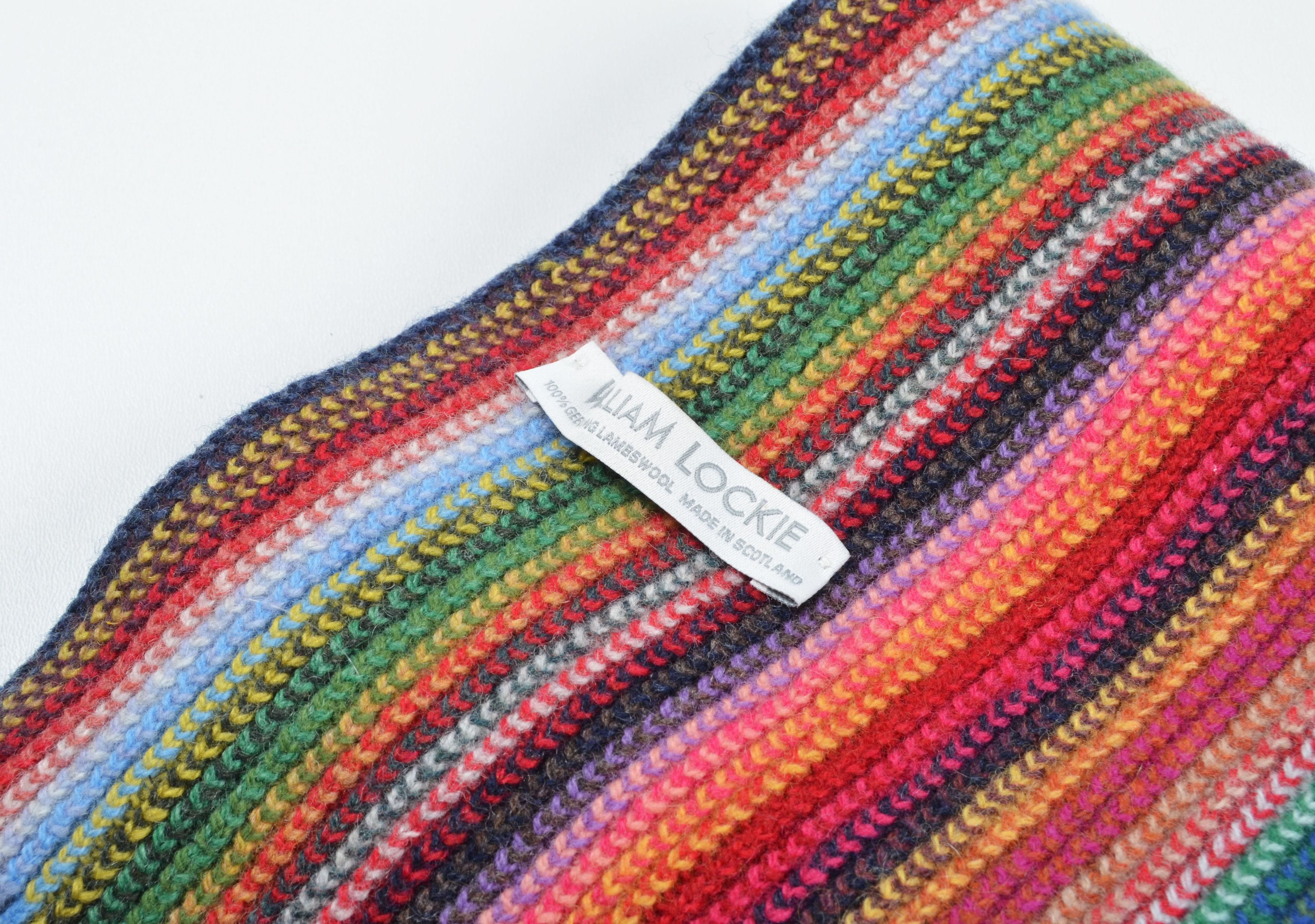 William Lockie William Lockie 100% Lambswool Rainbow Chunky Knit Scarf Size ONE SIZE - 3 Thumbnail
