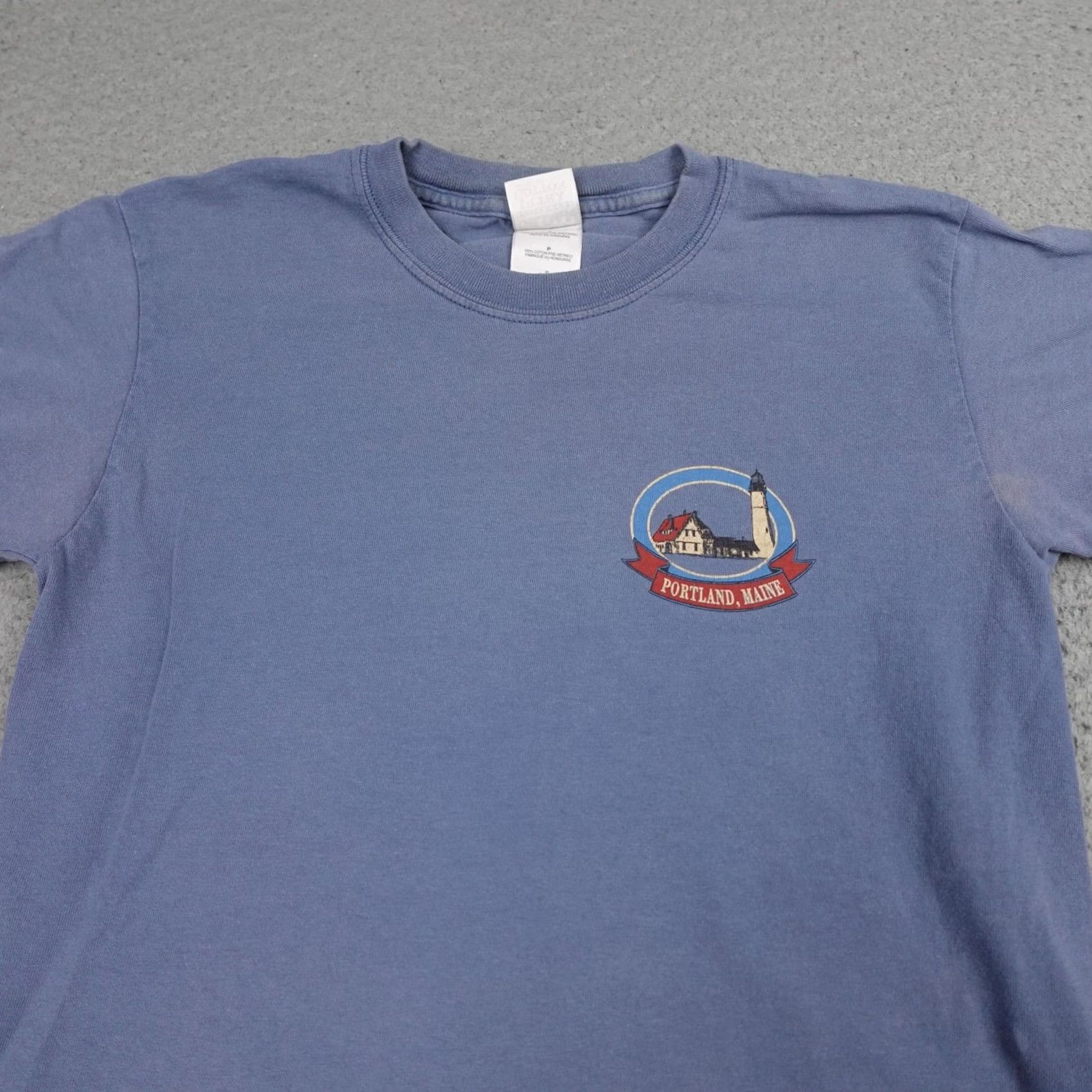 Gildan VINTAGE Portland Maine Lighthouse Shirt Mens S Blue Graphic 90s T-Shirt Size US S / EU 44-46 / 1 - 4 Thumbnail