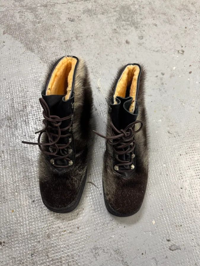 Vintage 1990s Frimas Fur Black Ski Boots Size US 9.5 / EU 42-43 - 3 Thumbnail