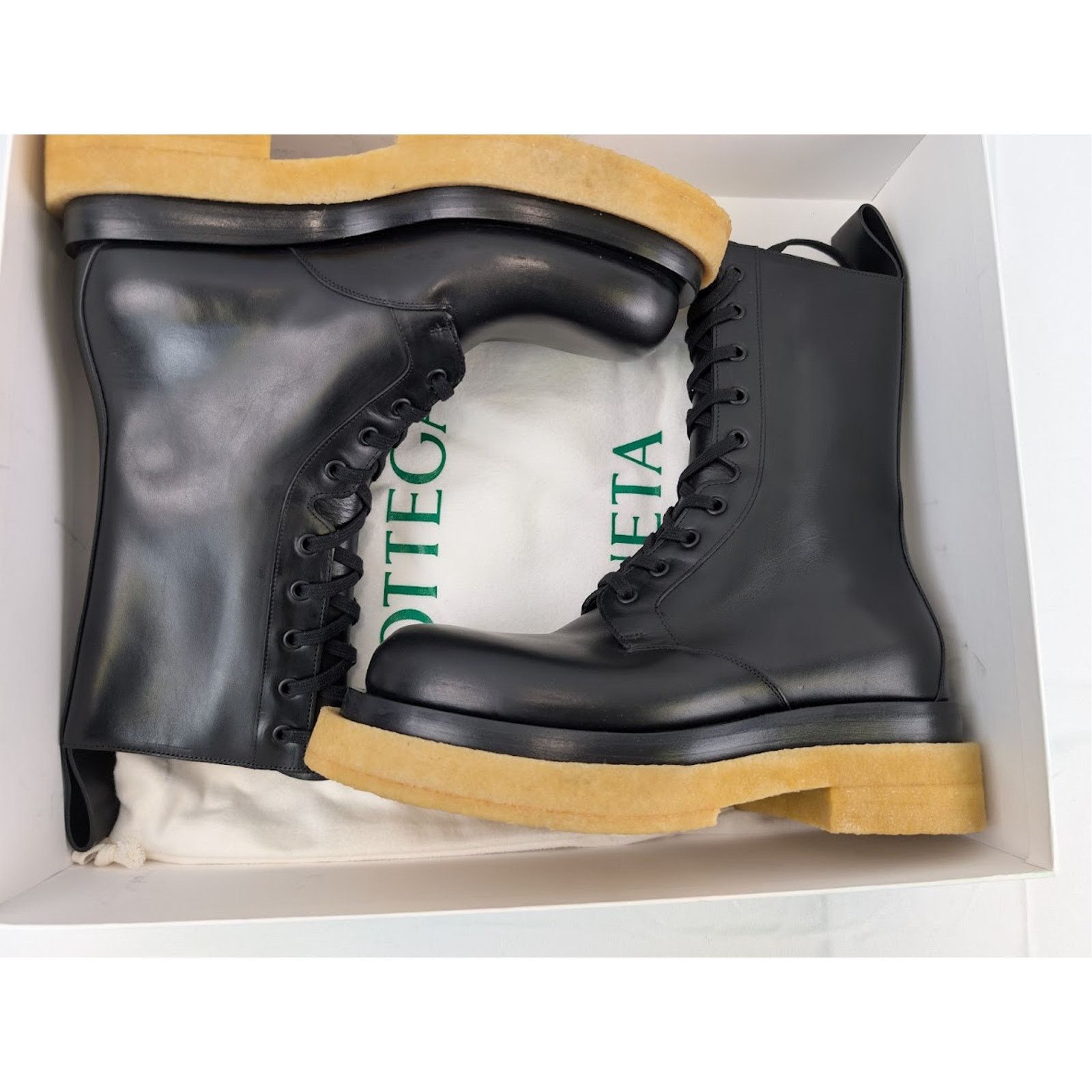 Bottega Veneta o1rshd1 Military Calf Lug Boots in Black Size US 7 / EU 40 - 20 Thumbnail