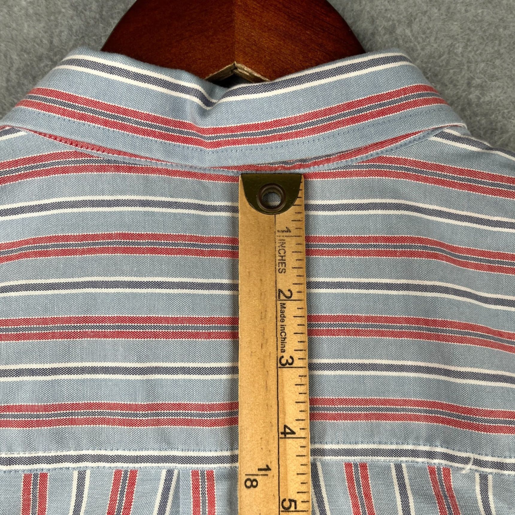 Vintage L.L. Bean Shirt Striped Button-Up Long Sleeve Blue Red Mens Regular Size L Size US L / EU 52-54 / 3 - 7 Thumbnail