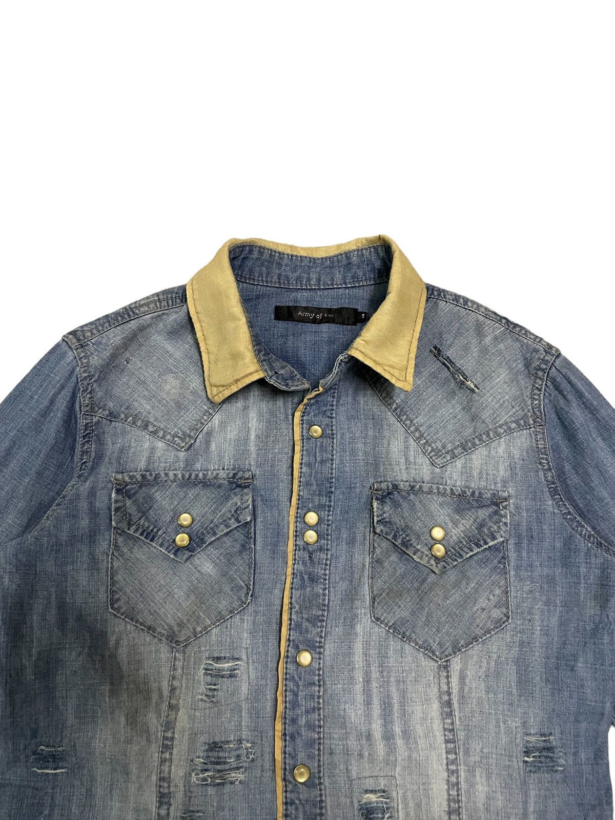 Japanese Brand Japanese Brand Skull Patches Ripped Denim Western Shirt Size S / US 4 / IT 40 - 2 Thumbnail
