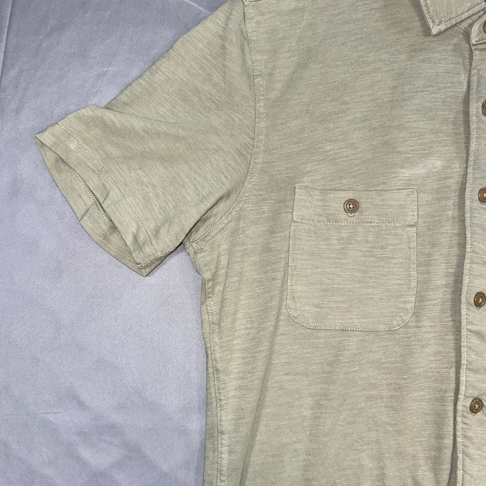 Faherty Faherty Shirt Mens Medium Green Short Sleeve Button-Up Casual Jersey Knit with Pockets Size US M / EU 48-50 / 2 - 5 Thumbnail