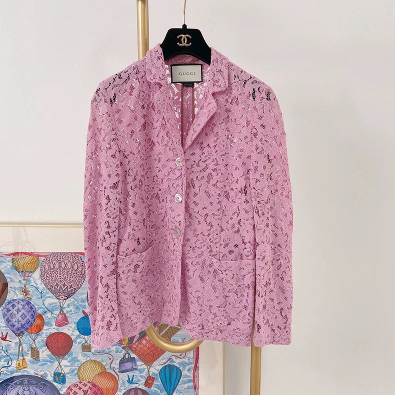 Gucci Gucci Pink Lace Jacket Size 40- DMC Size US M / EU 48-50 / 2 - 1 Thumbnail
