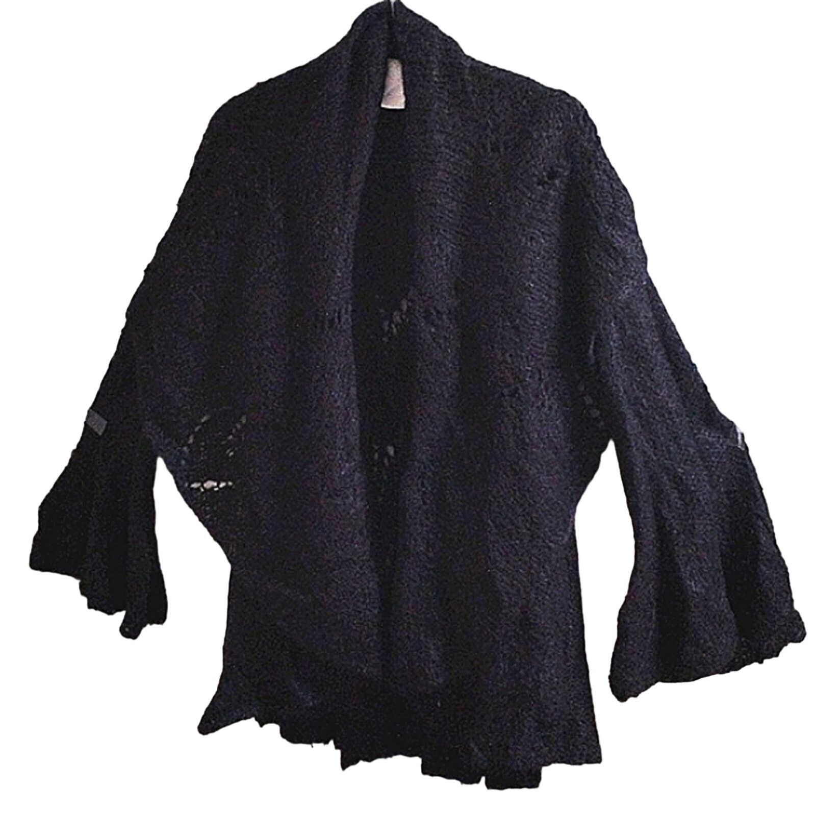 Other Simply Natural PERU SURI WOOL Cardigan Sz L BLACK Bell Boho Size M / US 6-8 / IT 42-44 - 1 Thumbnail
