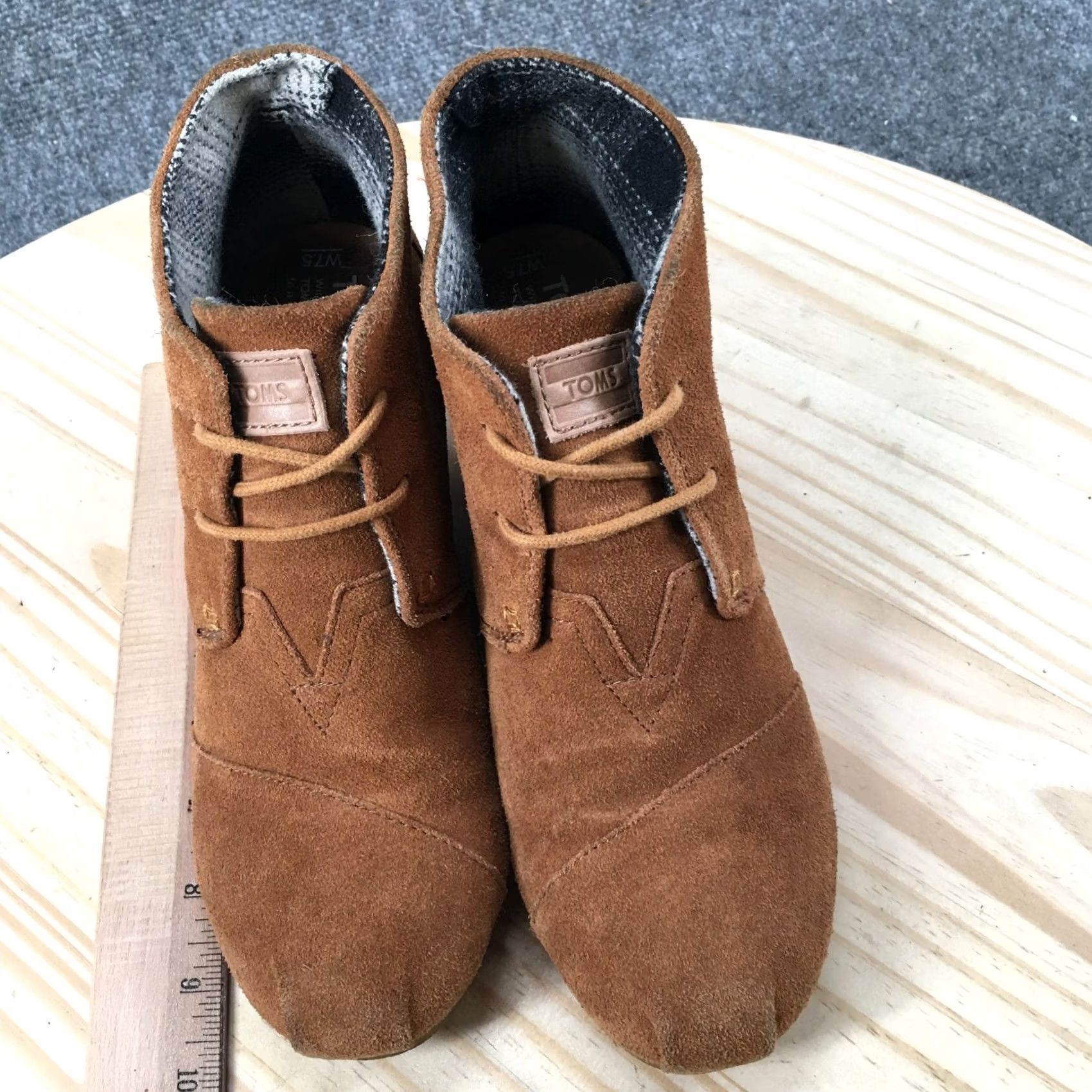 Toms TOMS Boots Womens 7.5 Desert Wedge Ankle Bootie Brown Suede Lace Up Casual Shoes Size US 8 / IT 38 - 7 Thumbnail