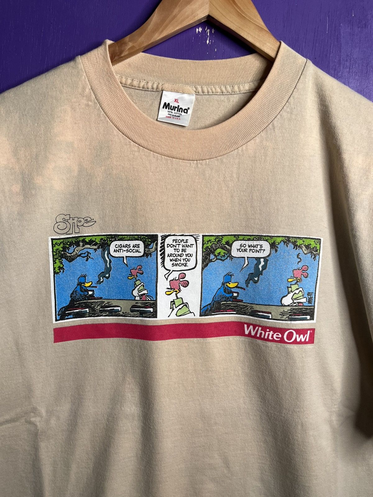 Vintage Vintage 1996 White owl comic strip cigars t-shirt Size US XL / EU 56 / 4 - 3 Thumbnail