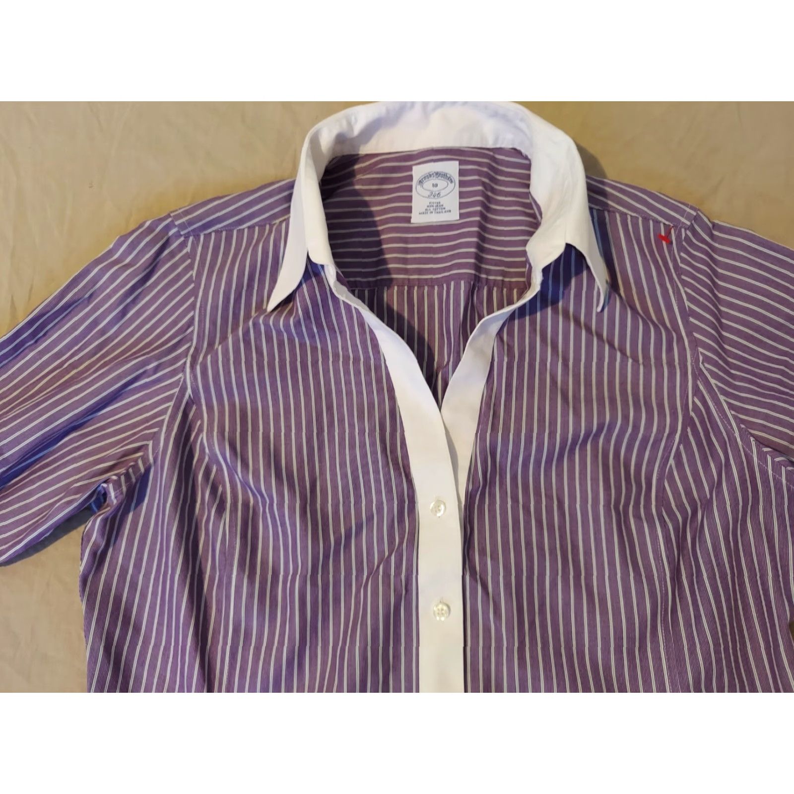 Brooks Brothers Womens Brooks Brothers Dress Shirt Blouse 10 Purple Cotton Shirt Womens Size 10 Purple Blouse Brooks Brothers Size L / US 10 / IT 46 - 6 Thumbnail