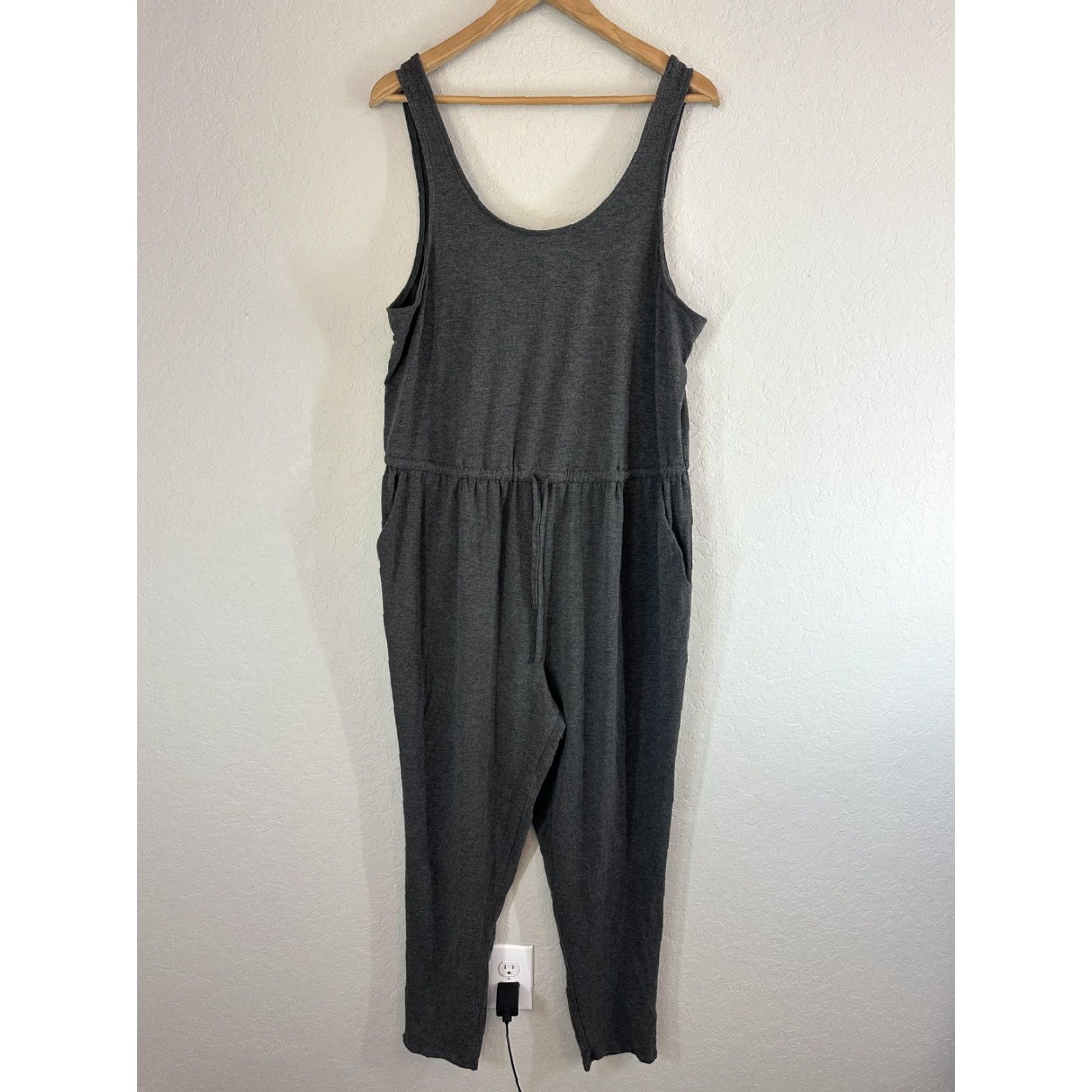 Torrid Torrid Jumpsuit Womens Plus Size 1 Gray Sleeveless Jersey Pockets Drawstring Waist Casual One-Piece Size XS / US 0-2 / IT 36-38 - 2 Thumbnail