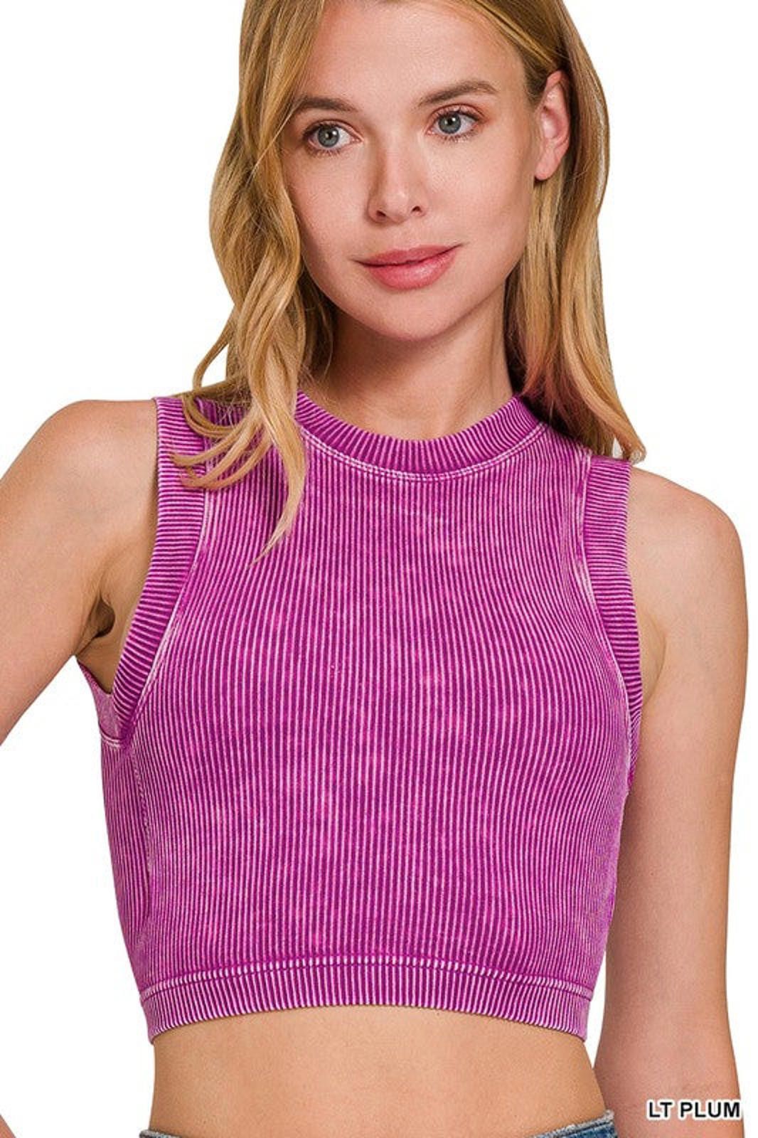 Other Stone Washed Ribbed Seamless Crop Tank Top Zenana Size S / US 4 / IT 40 - 1 Thumbnail