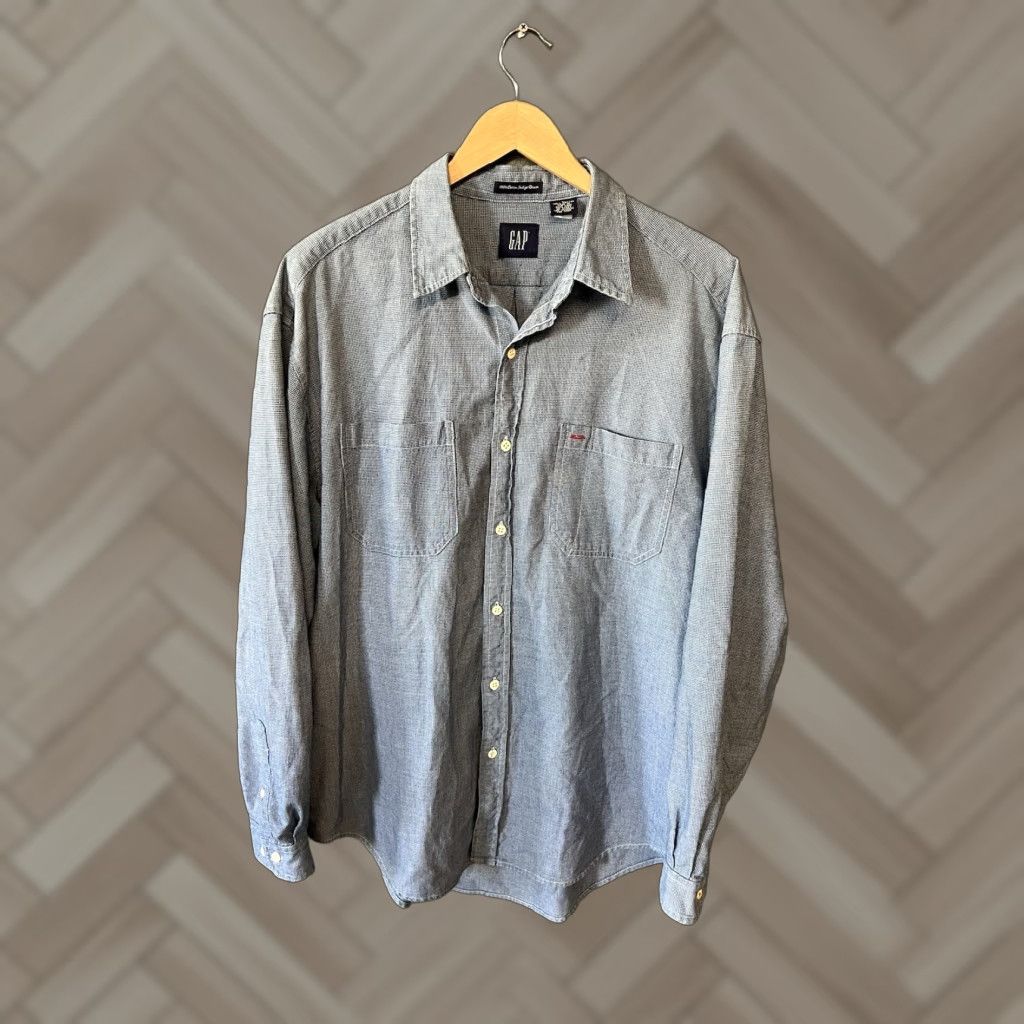 Gap Gap Mens Blue Long Sleeve Button-Up Indigo Cotton Size Large Y2K Shirt Size US L / EU 52-54 / 3 - 1 Thumbnail