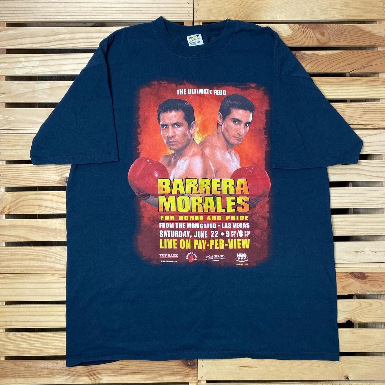 Vintage Barrera vs. Morales 2002 Black Boxing Tee Size XL