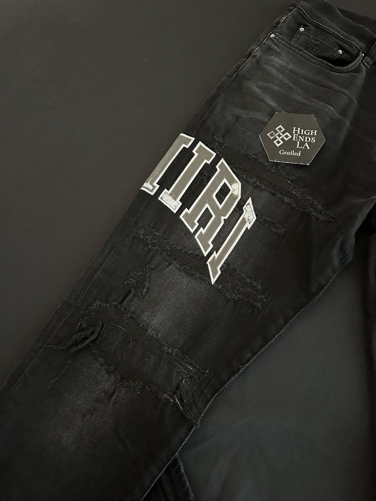 Amiri Amiri Varsity Logo Repair Skinny Jeans Size US 36 / EU 52 - 2 Thumbnail