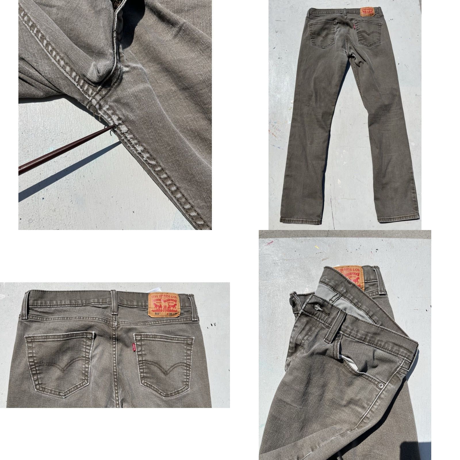 Levi's Levi's 511 Jeans Slim Green 34x34 Men Regular Denim Zip Button Mid Rise 5-Pocket Distressed No Vintage No Size US 34 / EU 50 - 8 Thumbnail