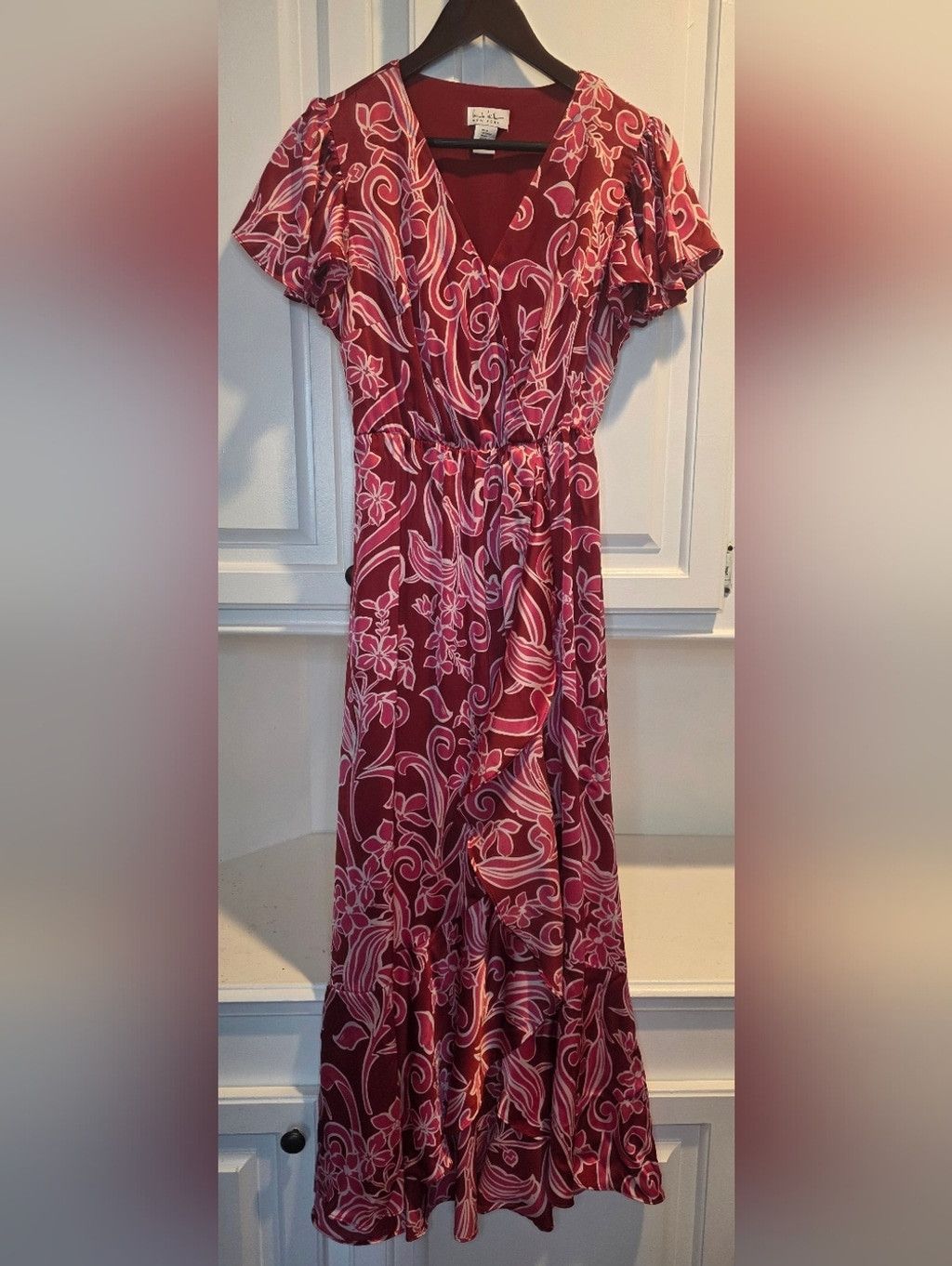 Nicole Miller Nicole Miller New York XS Pink Floral Wrap Midi Dress Flutte Size XS / US 0-2 / IT 36-38 - 5 Thumbnail