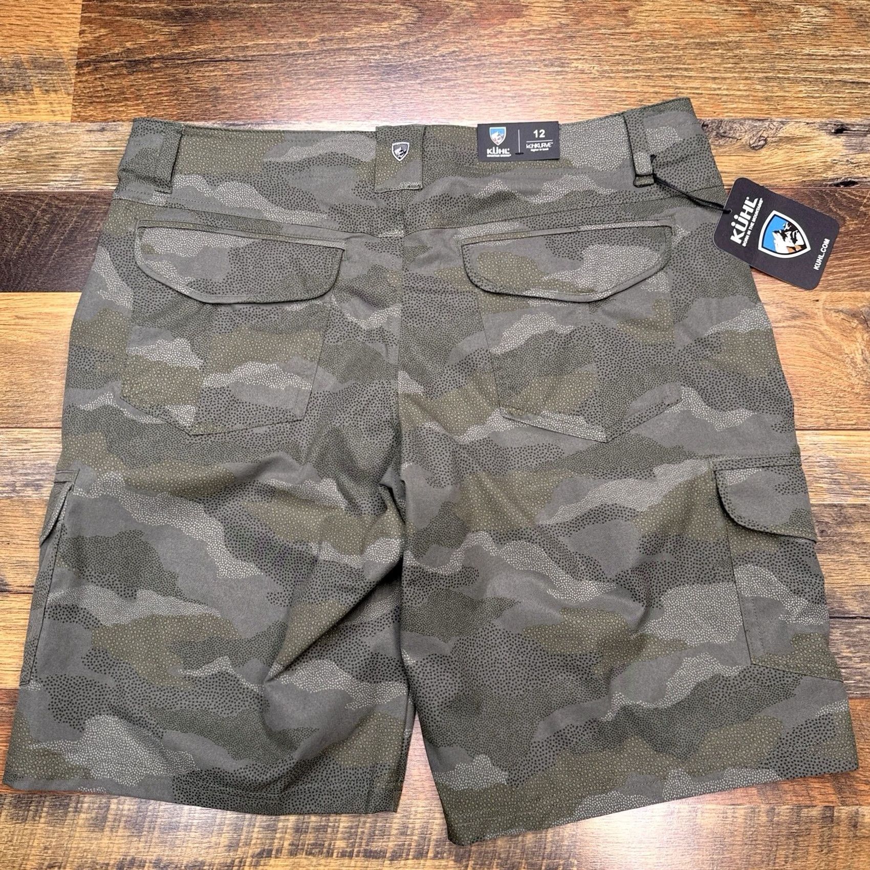 Olive Kuhl Cargo Shorts Womens 12 Olive Camo Green Mid Rise Stretch New Size 34" / US 12 / IT 48 - 2 Thumbnail