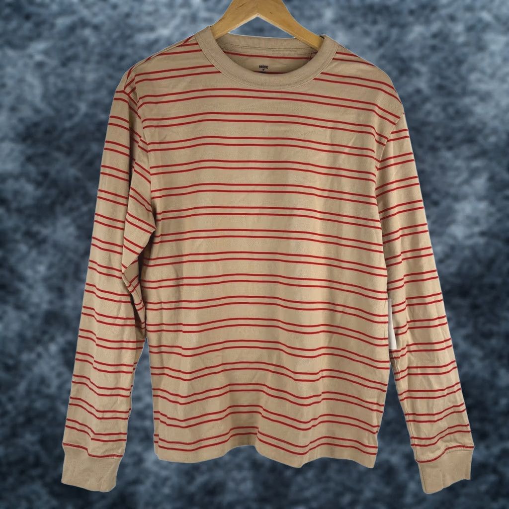Vintage Mode of One Mens Long Sleeve Striped T-Shirt Cinnamon Brulee Small NEW Size US S / EU 44-46 / 1 - 1 Thumbnail
