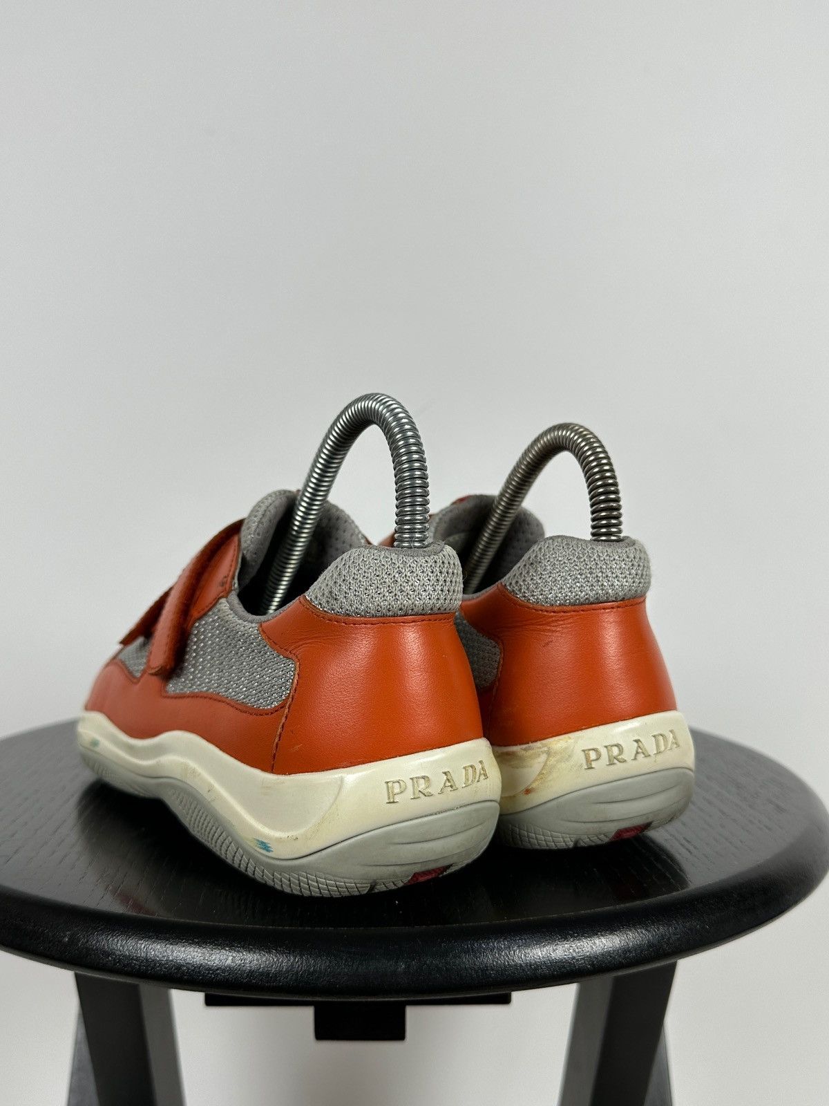 Prada Vintage Prada America’s Cup Orange Leather Sneakers Size US 5 / IT 35 - 5 Thumbnail