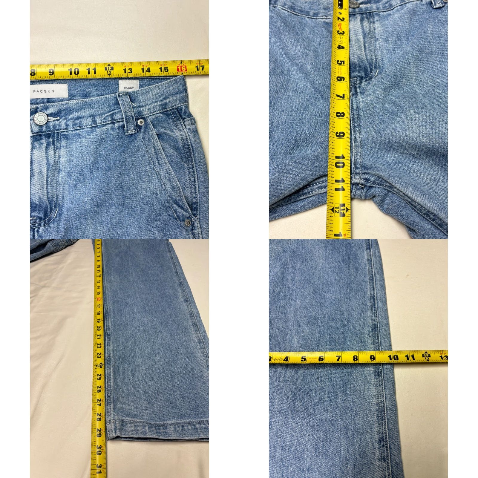 Pacsun PacSun Baggy Carpenter Jeans Women's 29x30 Light Wash Utility Pockets Wide Leg Size 29" - 9 Thumbnail